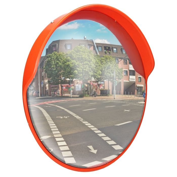 Miroir Circulation Convexe VidaXL 30cm - Extérieur Angle Mort - Plastique PC Noir - Pare-Soleil