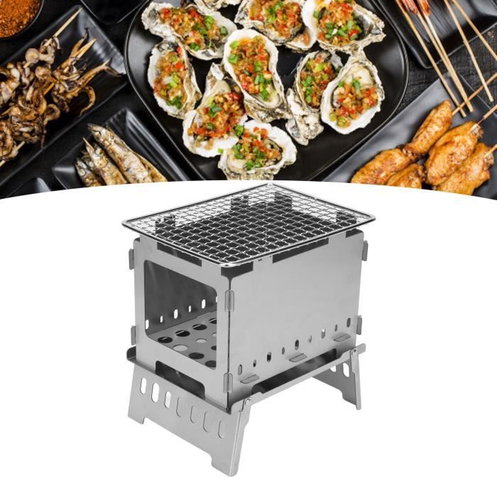 Poêle De Camp Pliant Simpletul En Inox 304 – Petit Barbecue à Bois Avec Grille