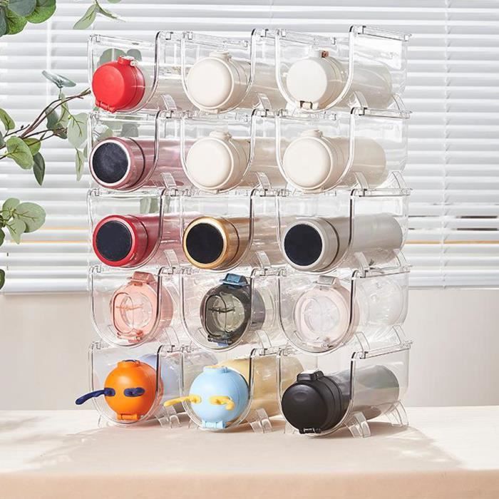 Organisateur Rotatif Pour Tasses En Bois - Support 7 Bouteilles Type Stanley - Design Rainuré Stable