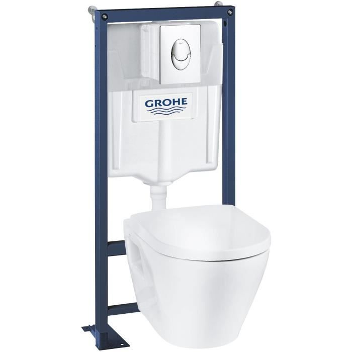 WC encastré GROHE - Céramique - Réservoir 9L - Abattant frein de chute - Blanc alpin - 39595000