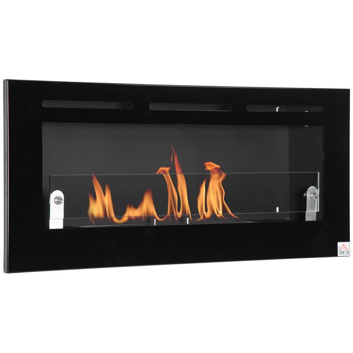 Cheminée bioéthanol murale de 102x16x43cm Noir