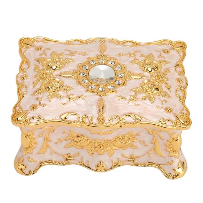 Boîte à Bijoux Vintage Dorée - Coffret Rangement Maquillage Cadeau Fille Femme