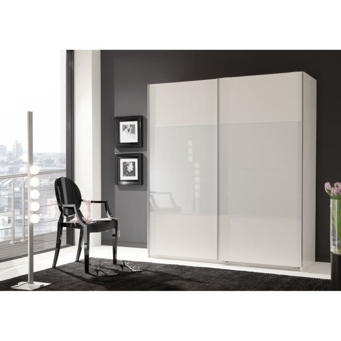 Armoire Design Portes Coulissantes Coloris Blanc Verre Blanc Blake