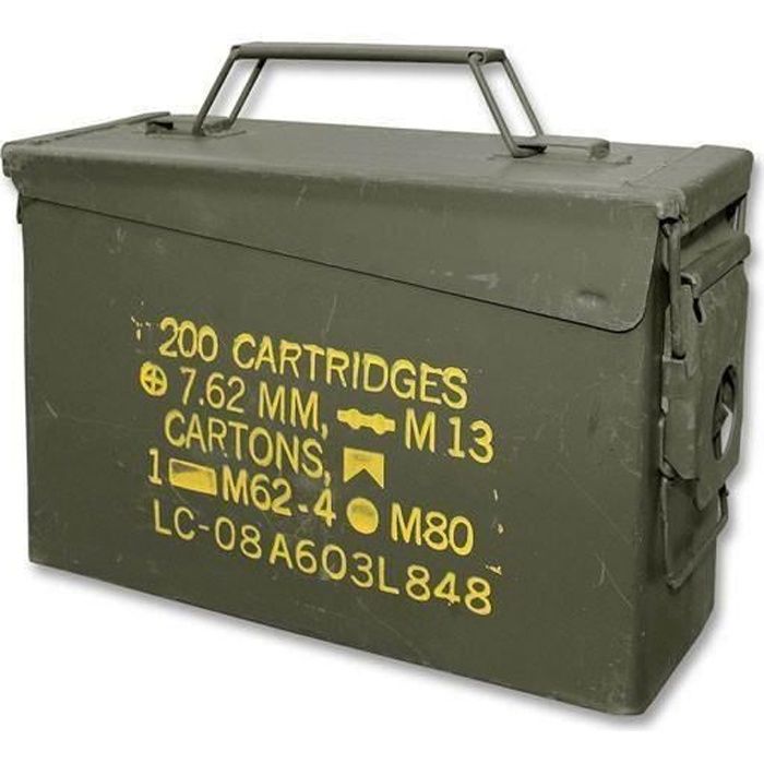 Caisse Métallique Militaire OTAN - Boîte De Transport Oliv (28,5 X 19 X 16 Cm) - Idéale Munitions, Outils