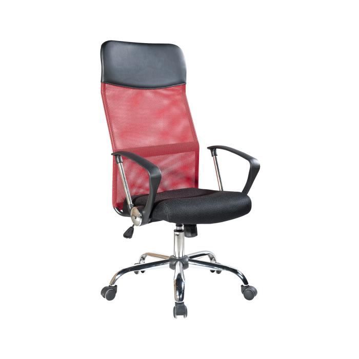 rebecca mobili fauteuil bureau chaise rouge noir roues 113/123x57,5x58,5