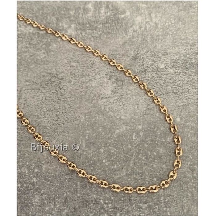 Chaîne ou Bracelet Grain de Café Plaqué or 18 CARATS - BIJOUXIA - Longueurs au choix - Mixte