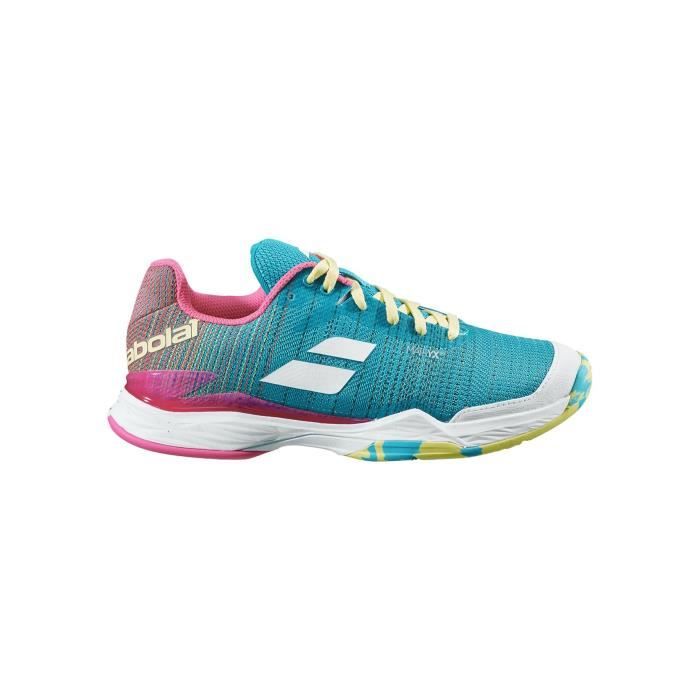 chaussures de tennis babolat femme jet match ii clay turquoise / jaune / rose pe 2020 - respirantes