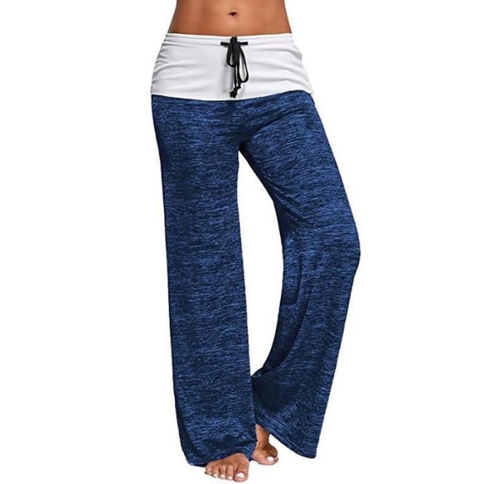 pantalon de sport large pour femmes d'été - marque - modèle - bleu - yoga - fitness