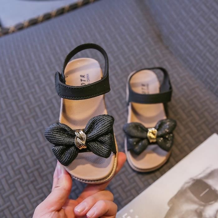 Sandales pour enfants Marque inconnue Modele inconnu Plates Noeud papillon Couleur rose Black Cdiscount Chaussures