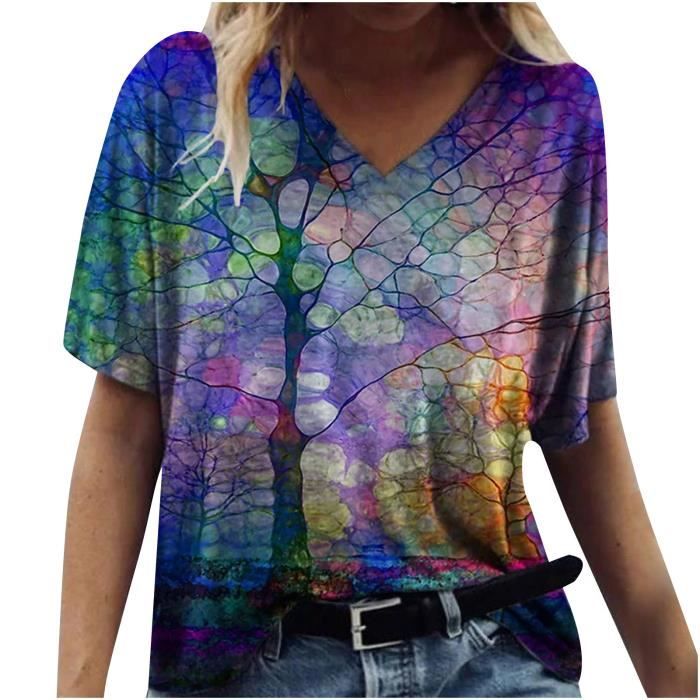 Hanes T-shirt à manches courtes et col en V pour femme