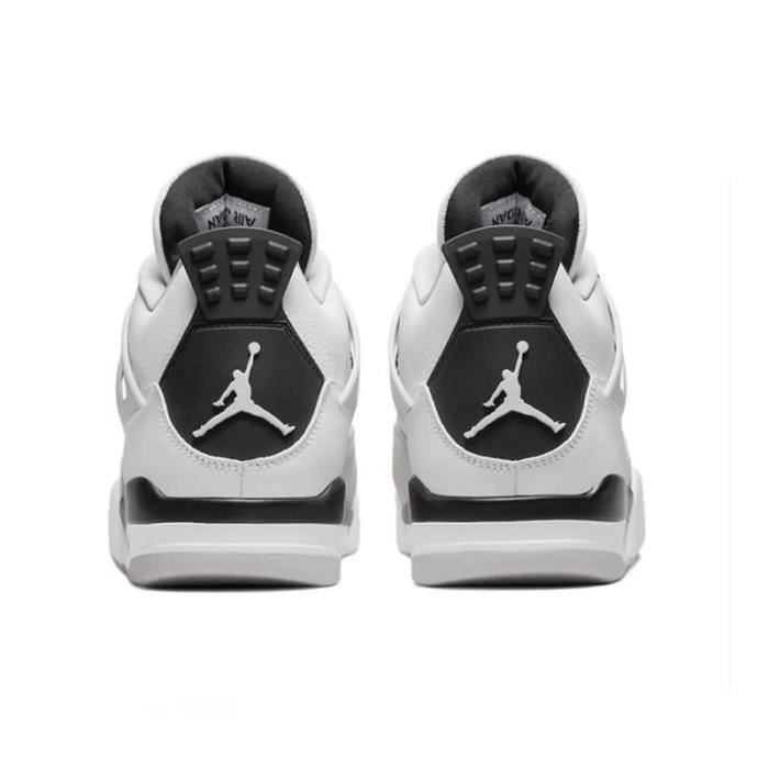 Nikex Air-Jordanx 4 Retro Military Noir Blanc et Noir Femme Homme AJ4 Chaussures de basket-noir blanc-CD0011