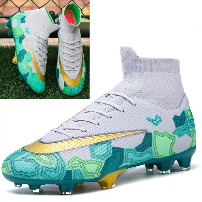 Chaussures de Football Homme Crampons Foot Professionnel Antiderapant Athletisme Entrainement Chaussures Crampons Football verte