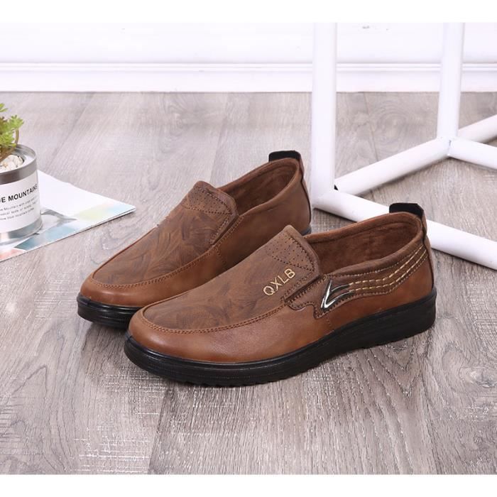 Mocassins Homme En Cuir Vintage - Bout Carré Avec Boucle - Style Britannique Chic - Idéal Mariage & Bureau