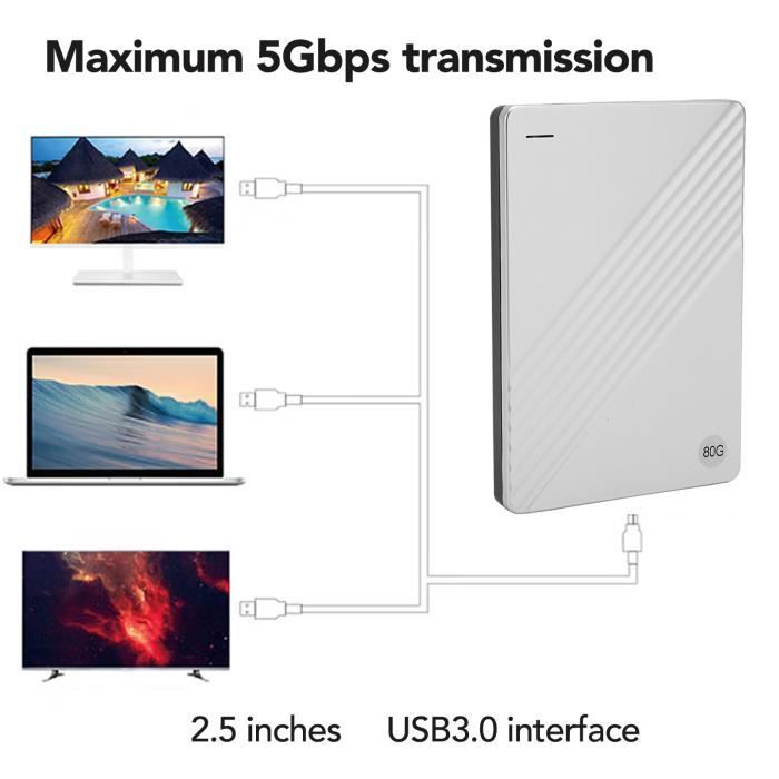 Boîtier Externe Pour Disque Dur 2,5 Pouces USB 3.0 - Jusqu'à 2 To - Compatible Windows, MacOS, Linux - Installation Simple