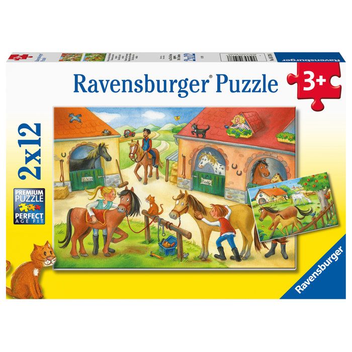 Puzzle enfant Ravensburger Vakantie op de manege - 2 x 12 pièces - Animaux