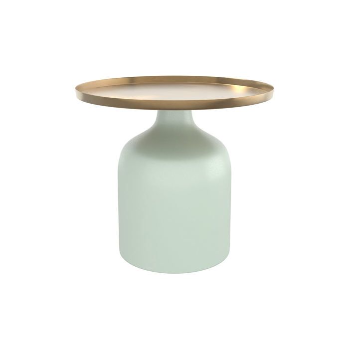 Table dappoint ronde en métal vert deau et laiton D44 5 cm - Lyne - Maison Pavane