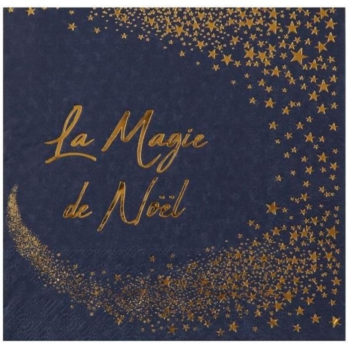 Serviette de table magie des étoiles de Noël bleu marine et dorée (x20) REF/7450 - Cdiscount Maison