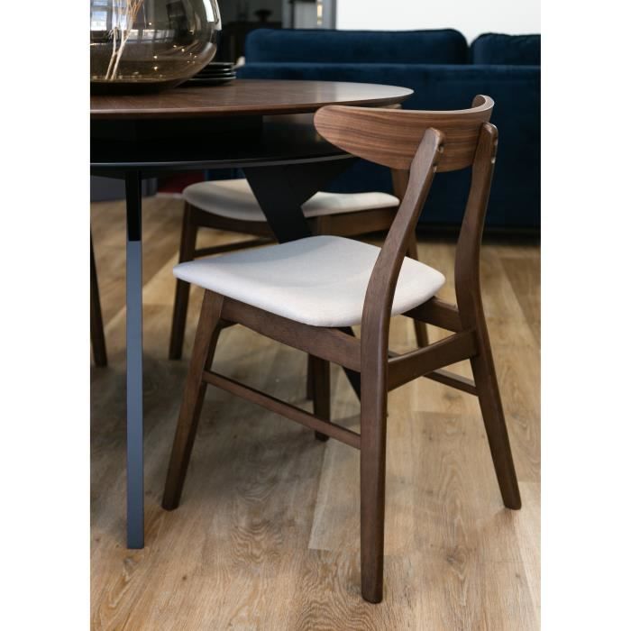 Chaise en bois - GOODDLY - noyer-beige