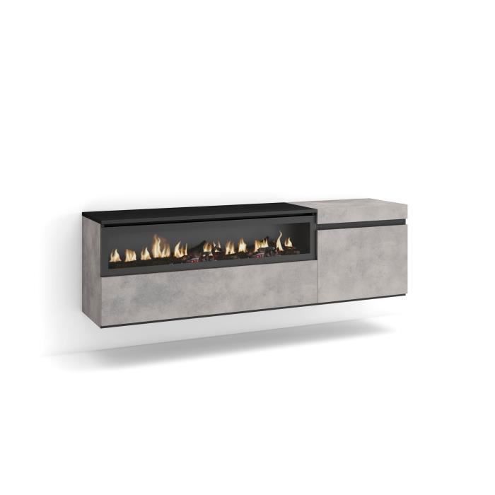 Meuble TV Banc Télé 150x35x45cm Pour les TV jusquà 65 feu électrique Suspendu Mural Ciment RF2468 Meuble TV Banc Télé 150x35x45cm Pour les TV jusquà 65 feu électrique Suspendu Mural Ciment RF2468