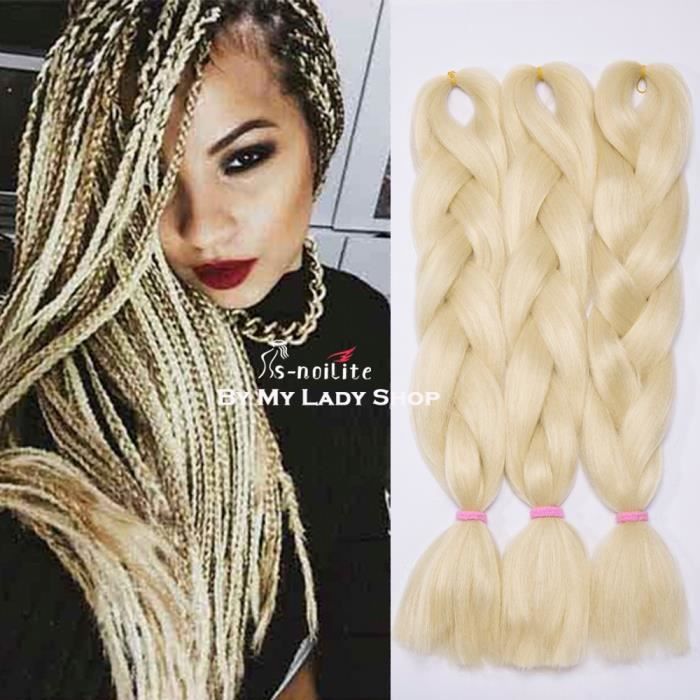 3pcs-300g Tressage Synthétique Extension de Cheveux Tresse fibre Braiding  Hair - #Blond très clair(24\