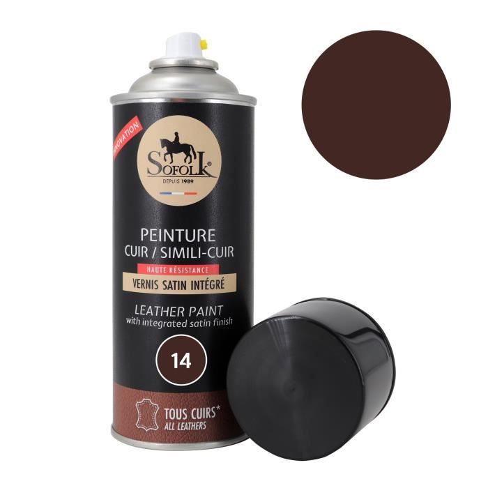 Peinture Cuir (14-CHOCOLAT) avec Vernis Intégré - SOFOLK - Entretien pour Siège et Volant de Voiture, Canapé, Chaussures, etc