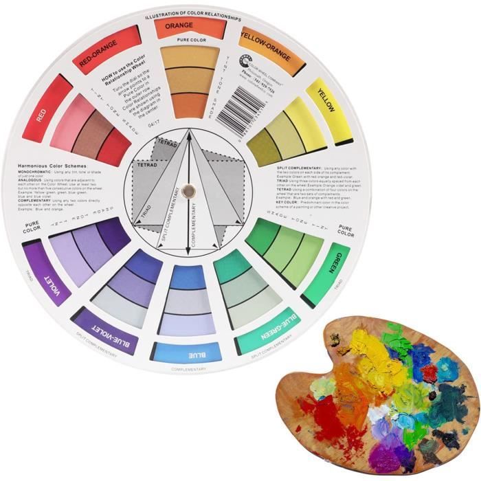 Cercle Chromatique CIUOYAOS 3-en-1 – Roue Des Couleurs 360° Pour Mixage, Art Et Design, Avec Guide Des Complémentaires