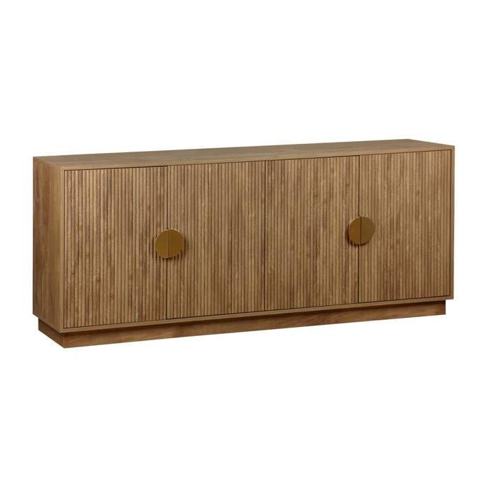 sweeek - Buffet exotique décor bois de manguier rainuré 4 portes 180cm CELIAN
