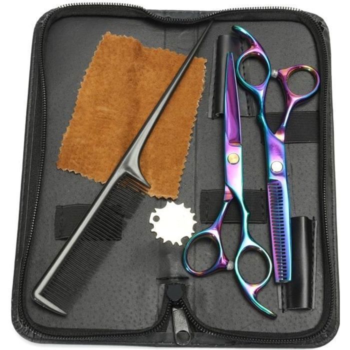 Coupe Cheveux+Amincissement Ciseaux Effiler Coiffure Coiffeur Salon Cisaille Set Multicolor