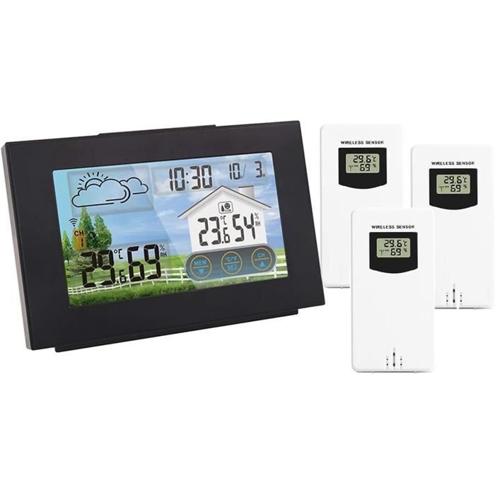 Station Météo Connectée WiFi - Écran 7 Pouces - Réveil, Hygromètre - Neuve