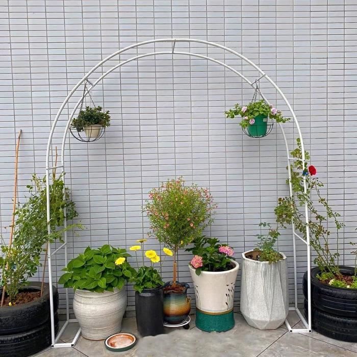 Arche Jardin Métal Pour Plantes Grimpantes – Fer Forgé, Base Incluse, 230cm De Haut, Plusieurs Tailles