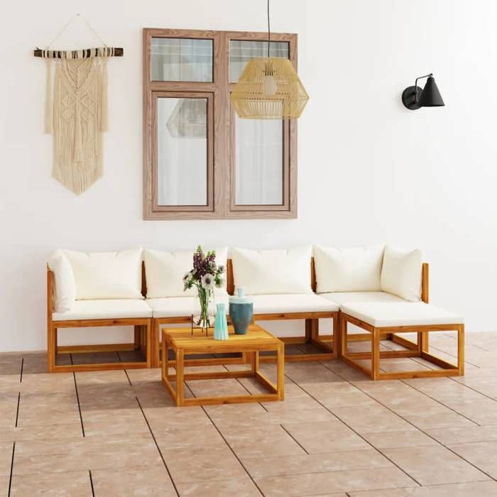 vidaXL Salon de jardin 6 pcs acacia