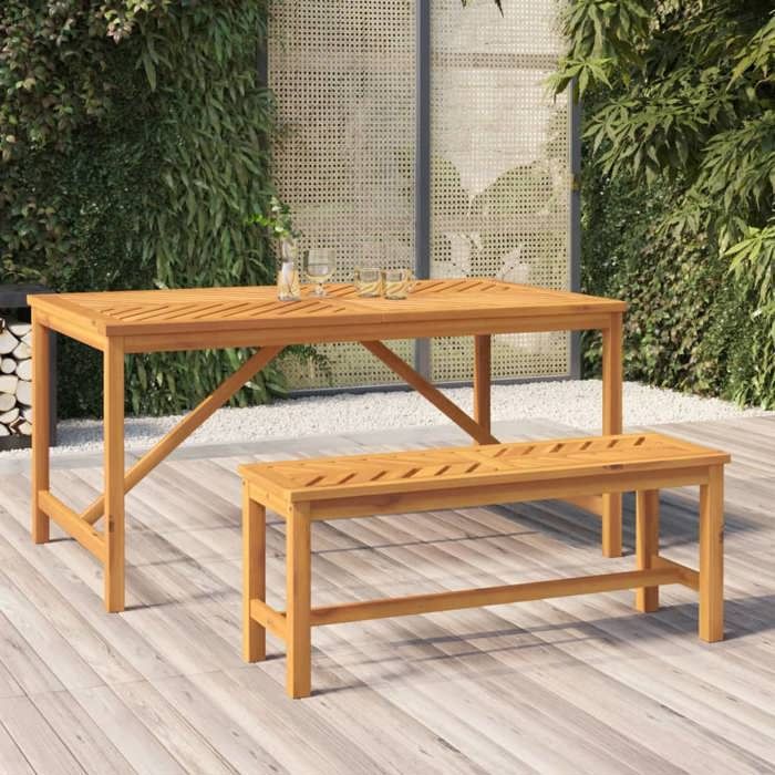 vidaXL Banc de jardin Bois d'acacia 110 cm - vue 2