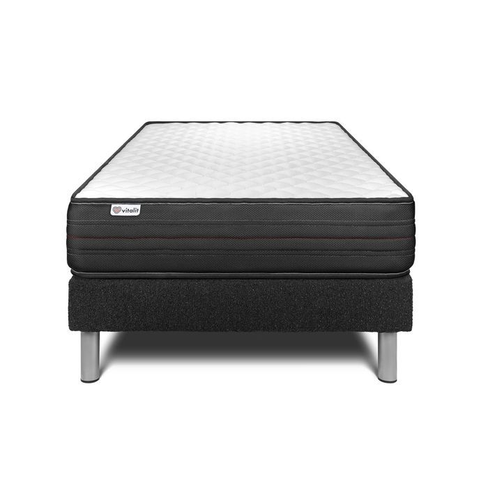 Ensemble Matelas Sommier 90x190 cm - Sommier Noir (déjà monté) - Vitalpower Noir Ensemble Matelas Sommier 90x190 cm - Sommier Noir (déjà monté) - Vitalpower Noir