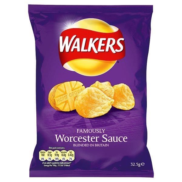 Walkers Worcester Sauce Flavour Crisps 32.5g (Pack de 48 x 32.5g