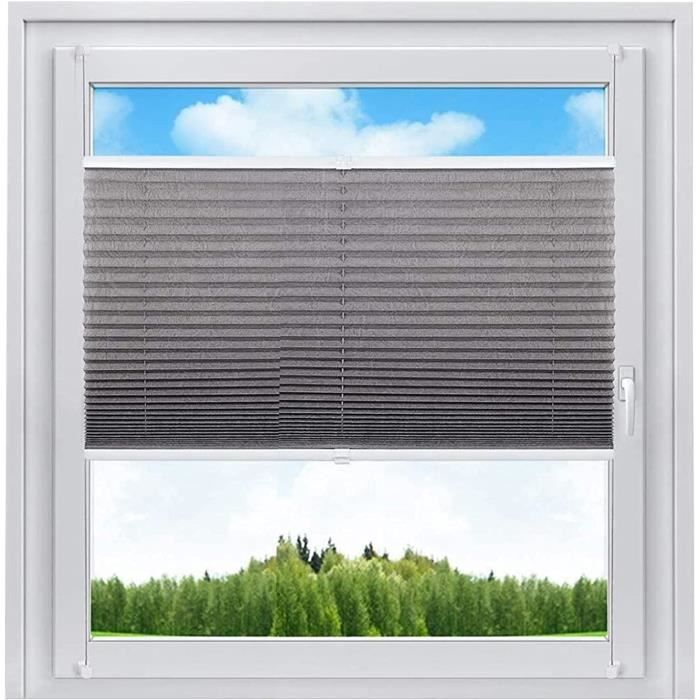 WOLTU Stores plissésInstallation Rapide sans perçageStores Opaques pour fenêtres70x100cmGris
