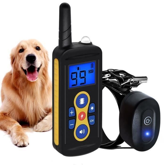 Comparer les prix de RO30133-Ecent collier de dressage de chien porté de 600 mètres électrique rechargeable étanche télécommandé sans fil avec LCD écra