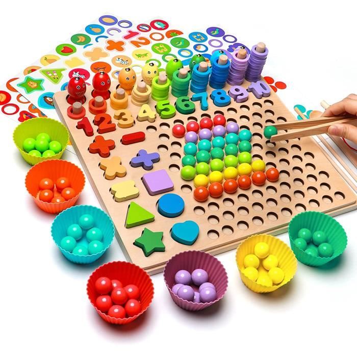 Clip en bois pour enfants jeu de perles jouet apprendre tout-petit