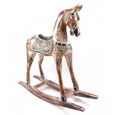Cheval à bascule en bois 60cm, statue décoration rétro vintage Beige-1