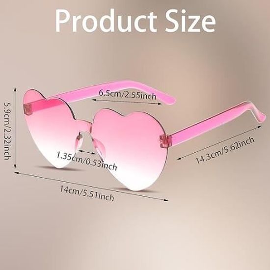 Lunettes De Soleil En Forme De Cœur Transparentes Orange - Branches 146 Mm - Pour Fête, Cosplay, été