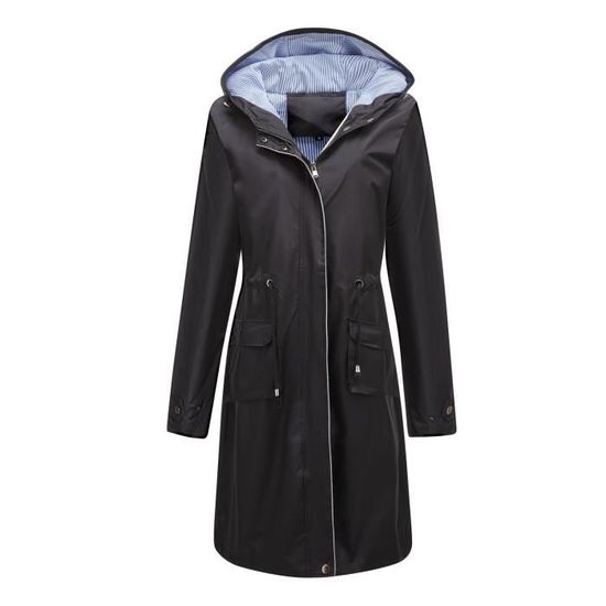Veste De Pluie Légère Pour Femme - Softshell Imperméable Et Coupe-vent - Longue, à Capuche - Pour Mi-saison Et Extérieur