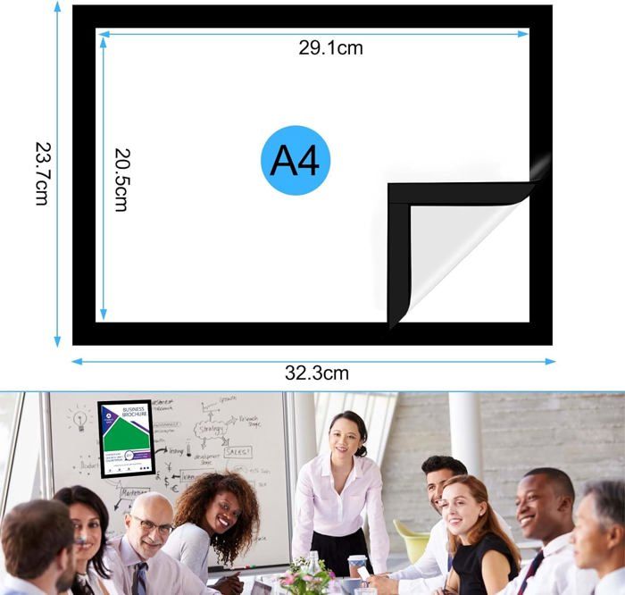 Lot De 24 Cadres Magnétiques A4 Adhésifs Avec Fermeture Magnétique - Porte-Affiches Étanches Pour Bureau, Maison, Magasin