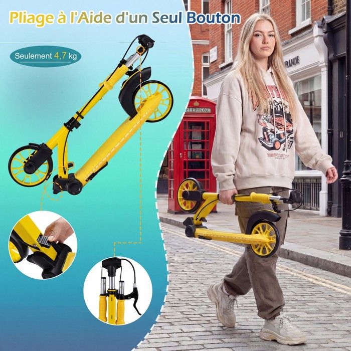EVO Trottinette lumineuse pour enfants | Trottinette à 2 roues avec poignée réglable en hauteur