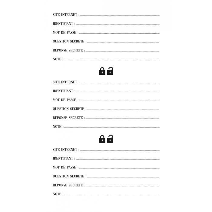 Carnet de mots de passe - livre mot de passe petit format 12 x 20 cm - 100  pages - Cdiscount Beaux-Arts et Loisirs créatifs