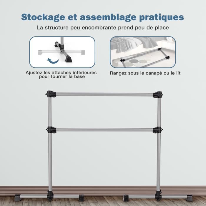 Barre De Ballet Réglable Et Portable - Double Barre Avec Coussins Antidérapants - Pour Danse, Stretching, Yoga à La Maison
