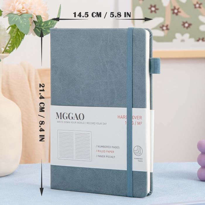 Carnet De Notes Cuir A5 - 320 Pages Lignées - Papier 100g/m² - Couverture Rigide Imperméable - Ruban Et élastique - Idéal Journal Ou Travail