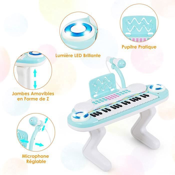 Kyusrd Jouets Économies pour Enfants! Clavier Piano avec Microphone - Clavier Piano 37 Touches Jouet Éducatif Multifonction pour Enfants 3-8 Ans et