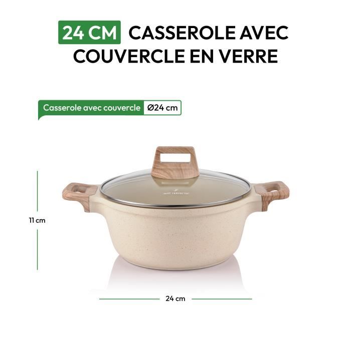 JUST PERFECTO Casserole induction 24 cm - Petite casserole avec bec verseur  - Casserole induction pour tous feux - Cdiscount Maison