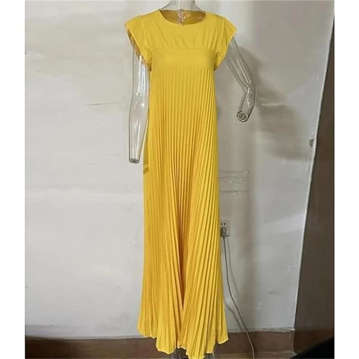 Robe plissée jaune - Marque inconnue - Modèle inconnu - Sans manches ...