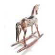 Cheval à bascule en bois 60cm, statue décoration rétro vintage Beige-2
