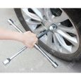 clé en croix voiture universelle renforcée pliable outils de secours réparation pneus roues auto serrage argent écrou solide-2